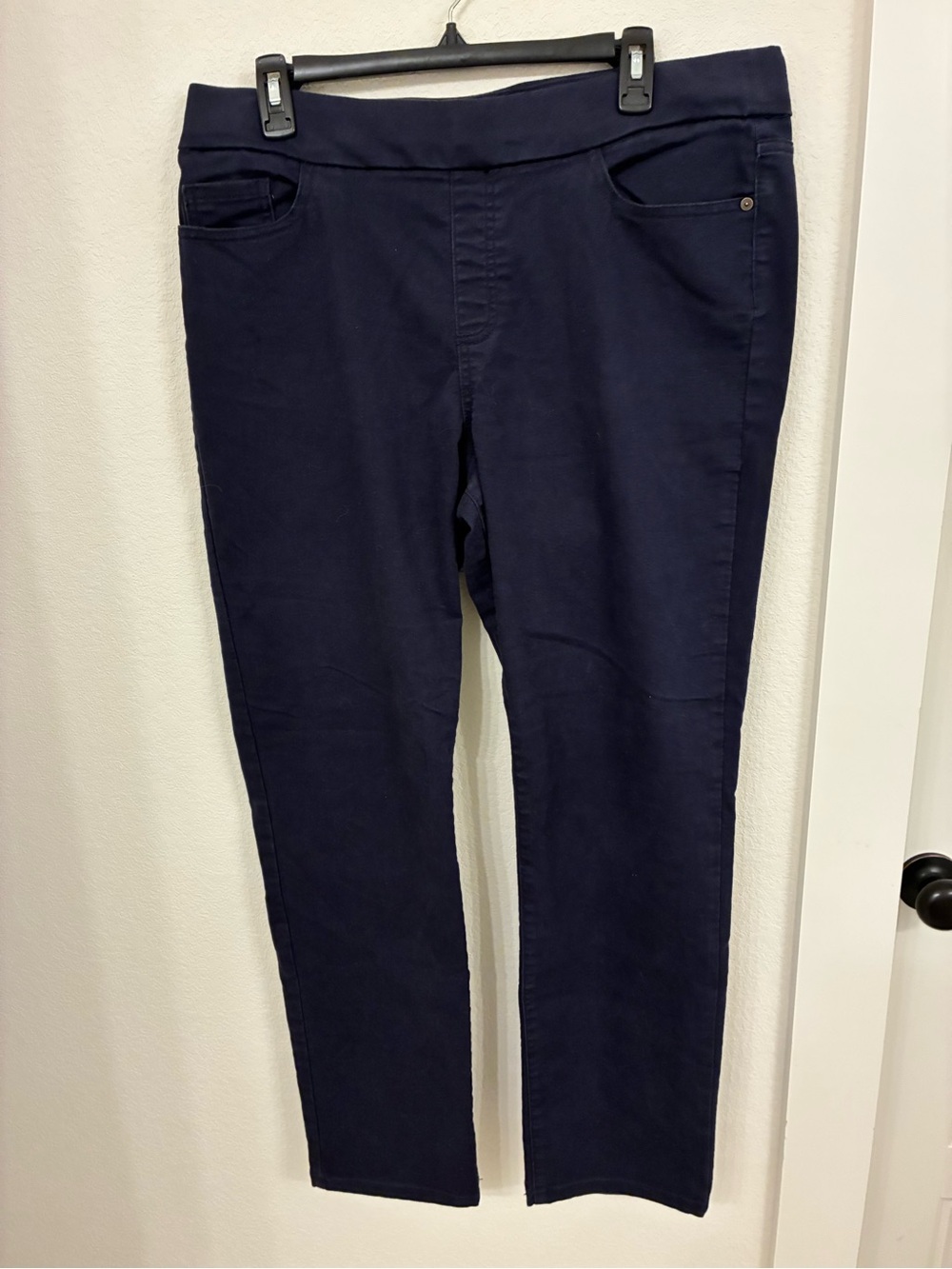 Liz Claiborne Amber Straight‑Leg Pull‑On Pants — Deep Navy, Size 16